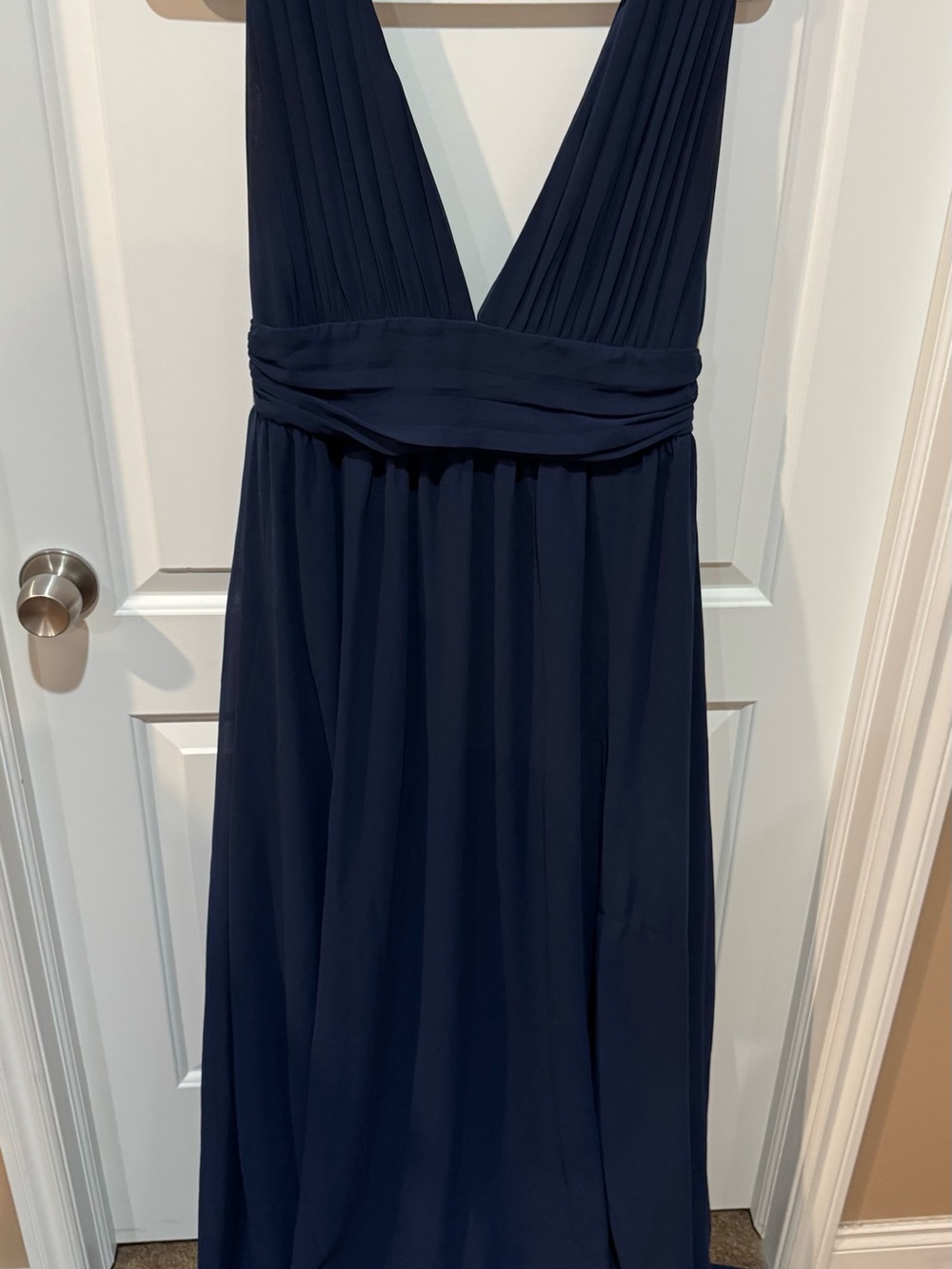Lulu's Navy Deep V Pleated Maxi Dress